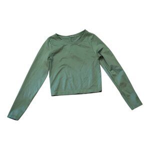 Womens S/M Green Long Sleeve Crop Top